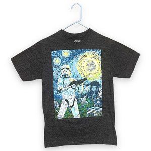 Star Wars Storm Trooper Starry Night Tee Shirt, Small Dark Gray VFifthSun